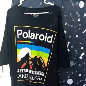 Polaroid Black Graphic Tee with Multicolor Design